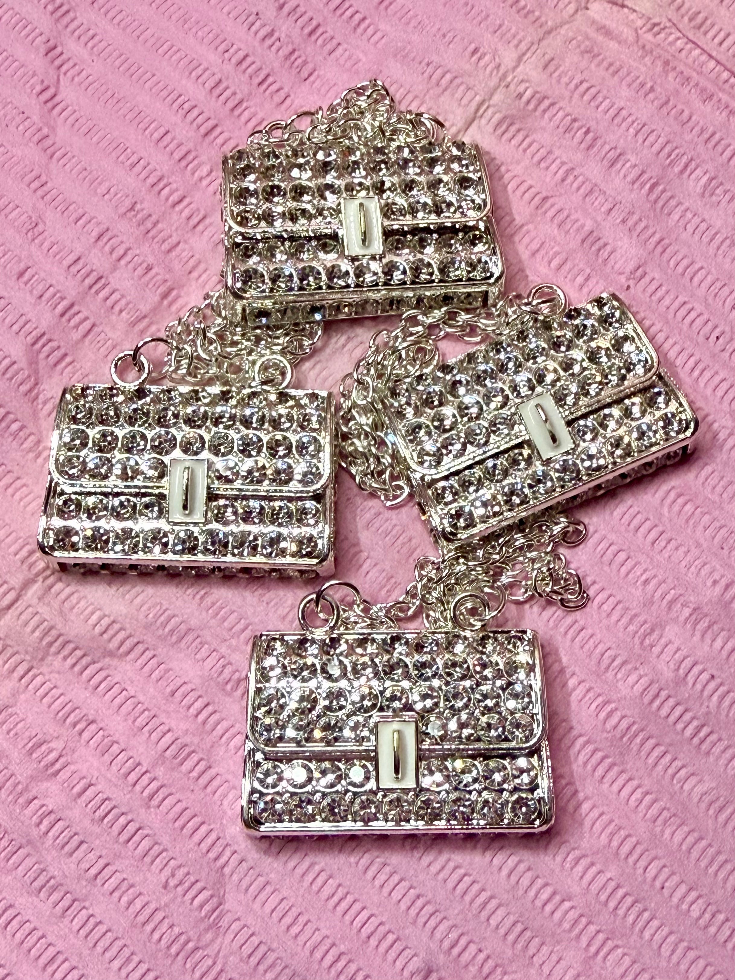 Silver bling hand bag charm