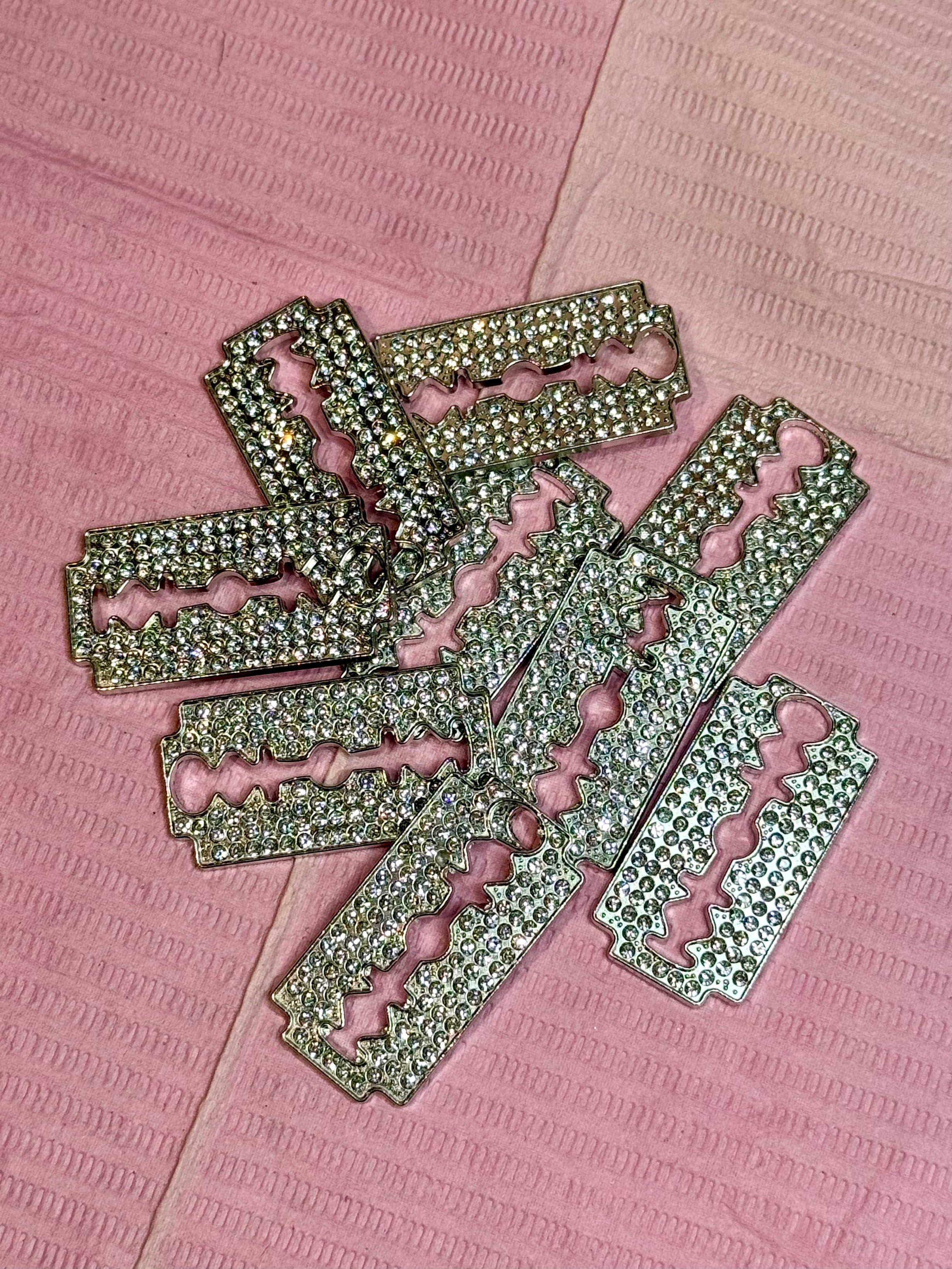 Silver bling razor charm